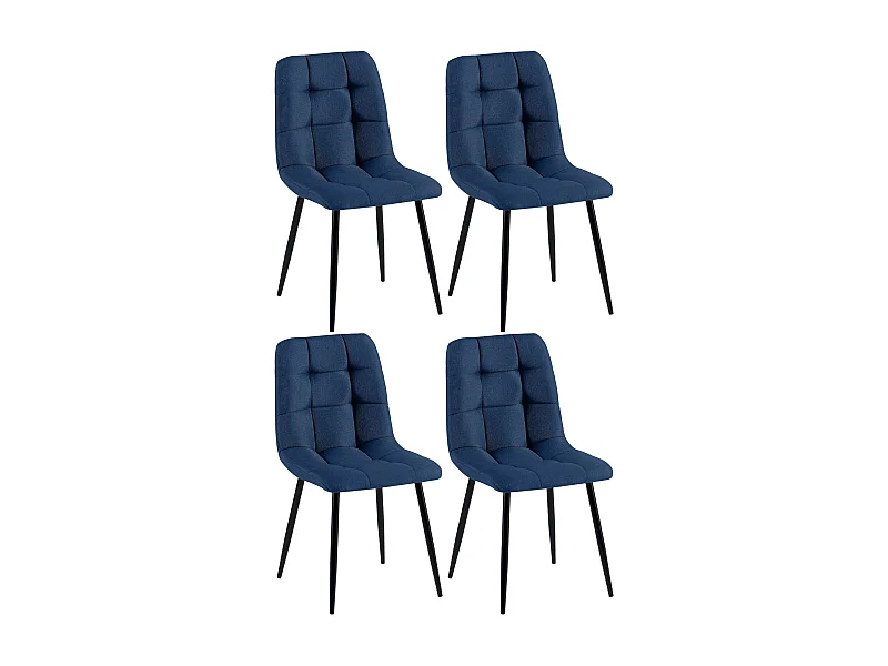 Lot de 4  chaise salle à manger - Tissu - Bleu - Antibes
