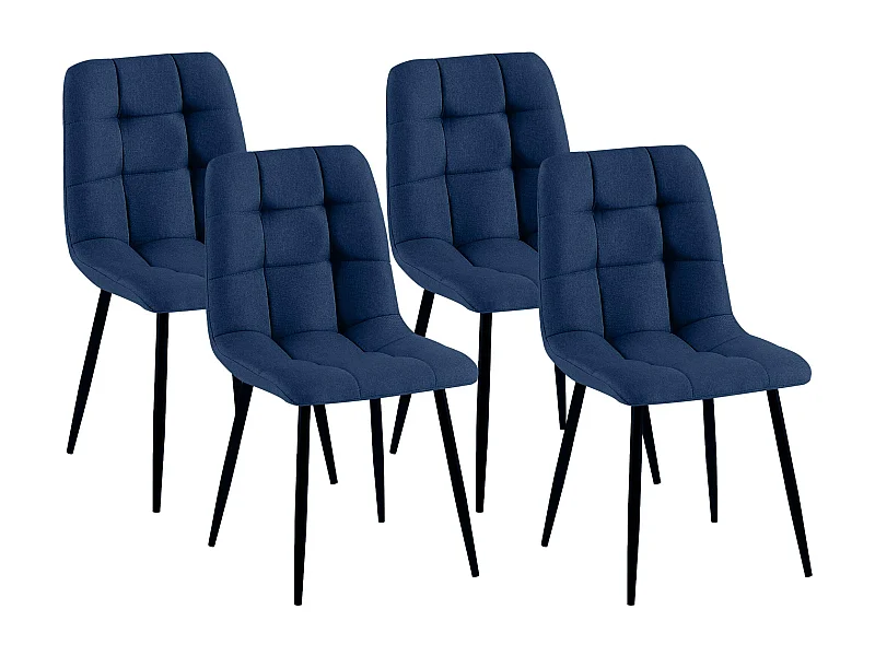 Lot de 4  chaise salle à manger - Tissu - Bleu - Antibe