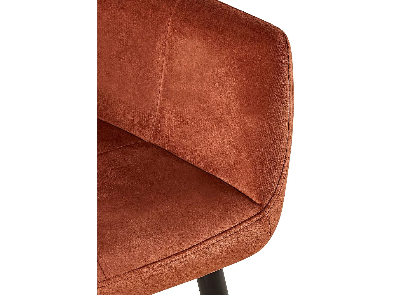 Lot de 4  chaises avec accoudoirs - Velours - Marron - Emia