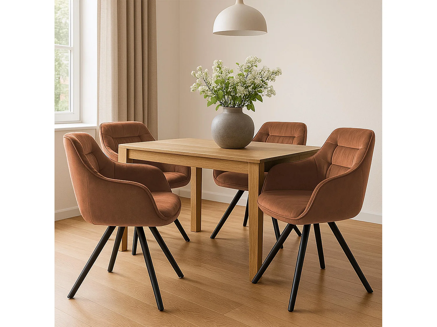 chaises avec accoudoirs - Velours - Café - Russel