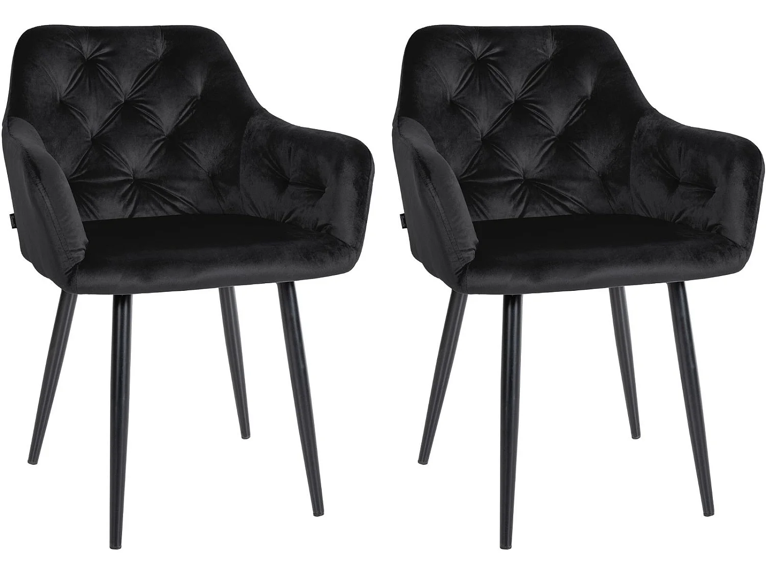 Lot de 2  chaises avec accoudoirs - Velours - Noir - Stanley