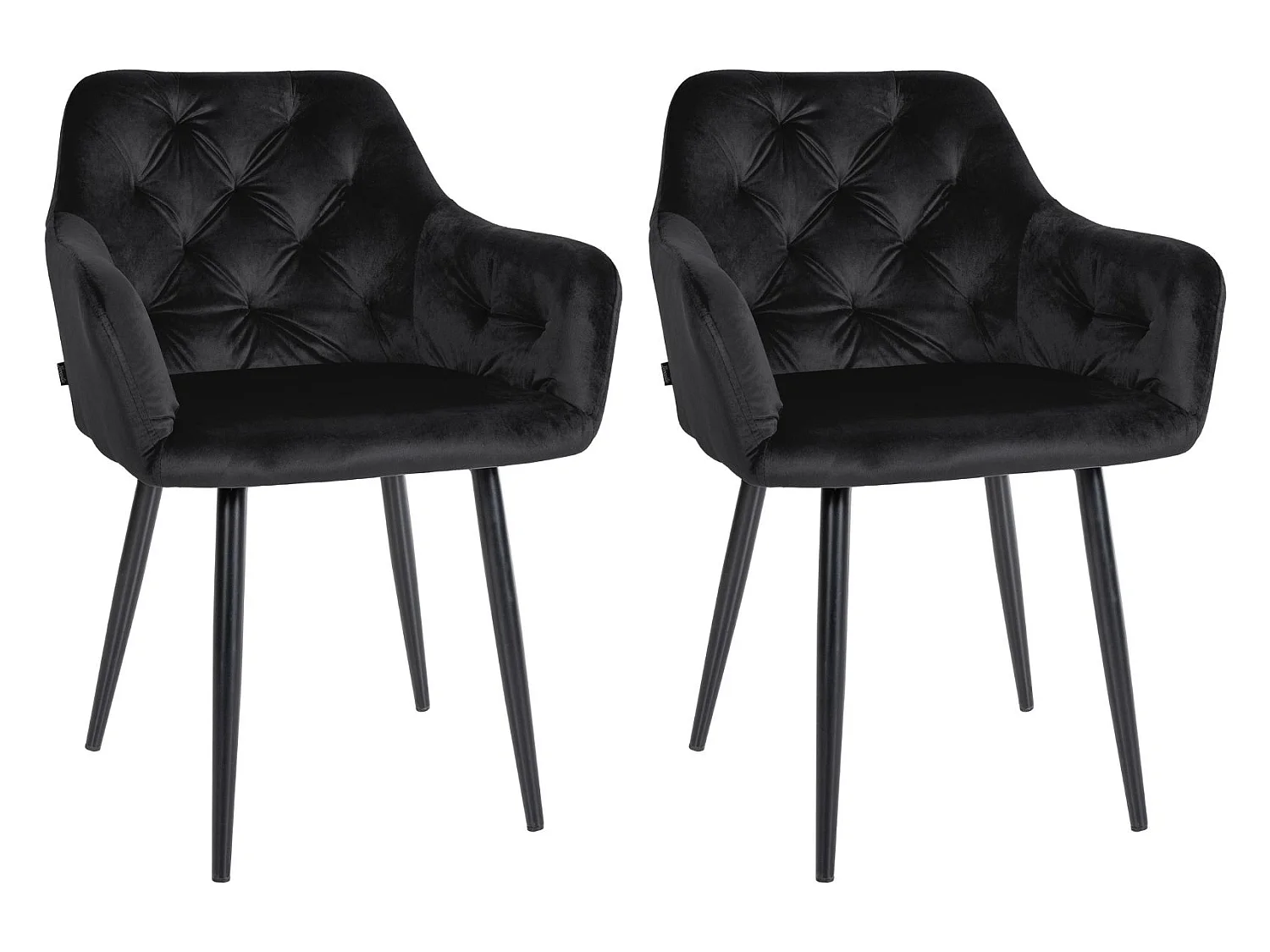 Lot de 2  chaises avec accoudoirs - Velours - Noir - Stanley
