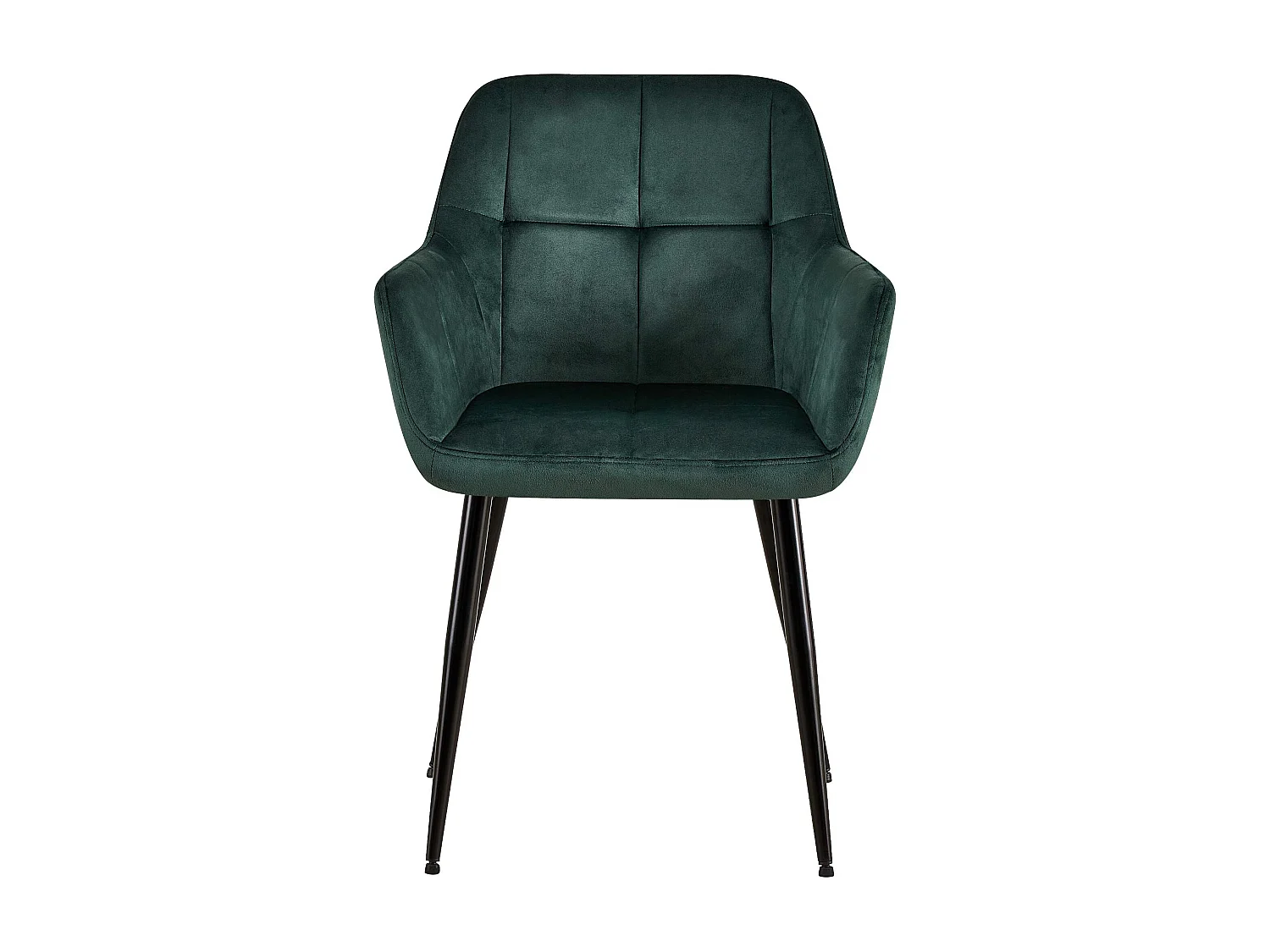 Lot de 4  chaises avec accoudoirs - Velours - Vert - Emia