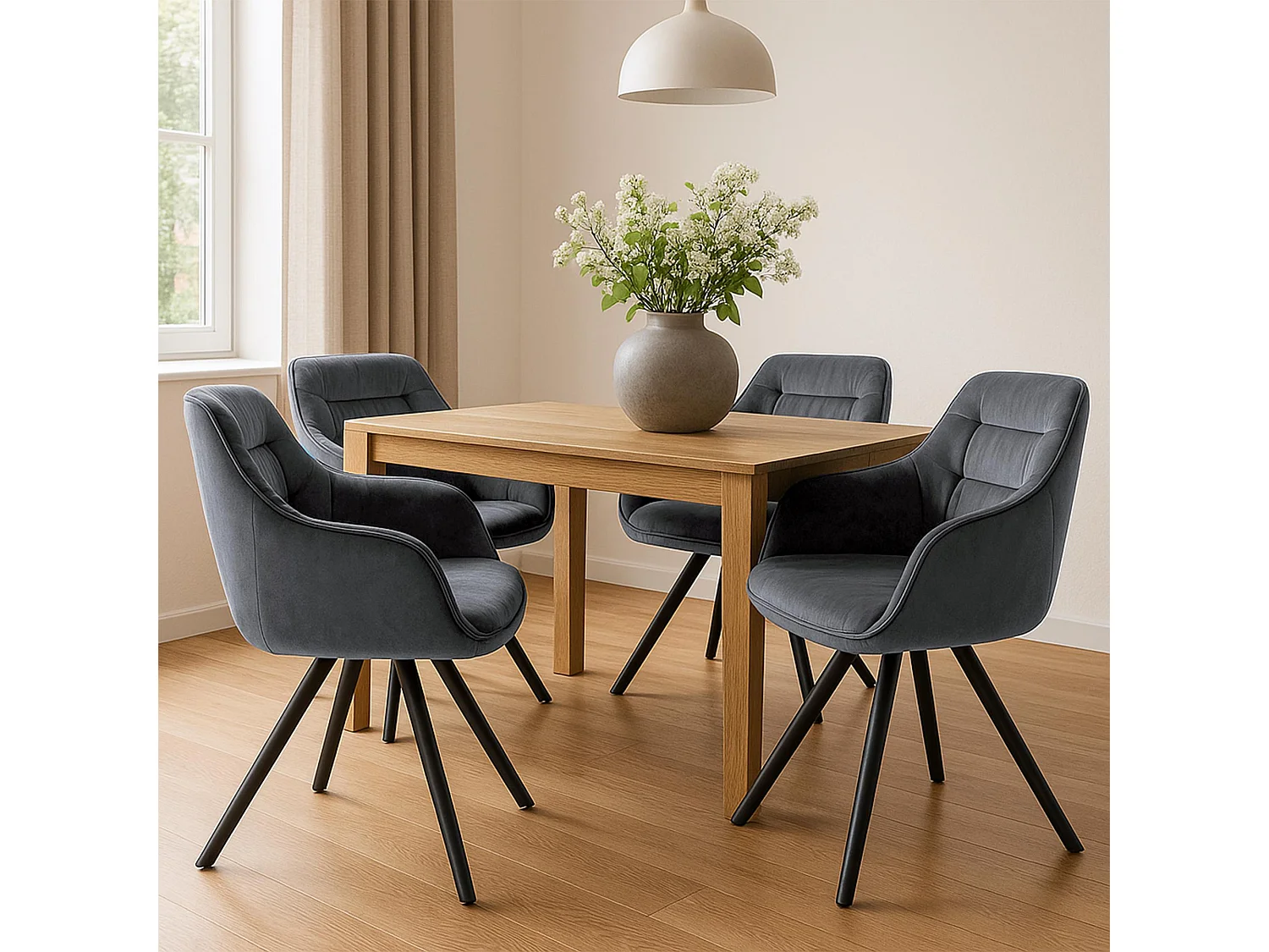 chaises avec accoudoirs - Velours - Gris foncé - Russel