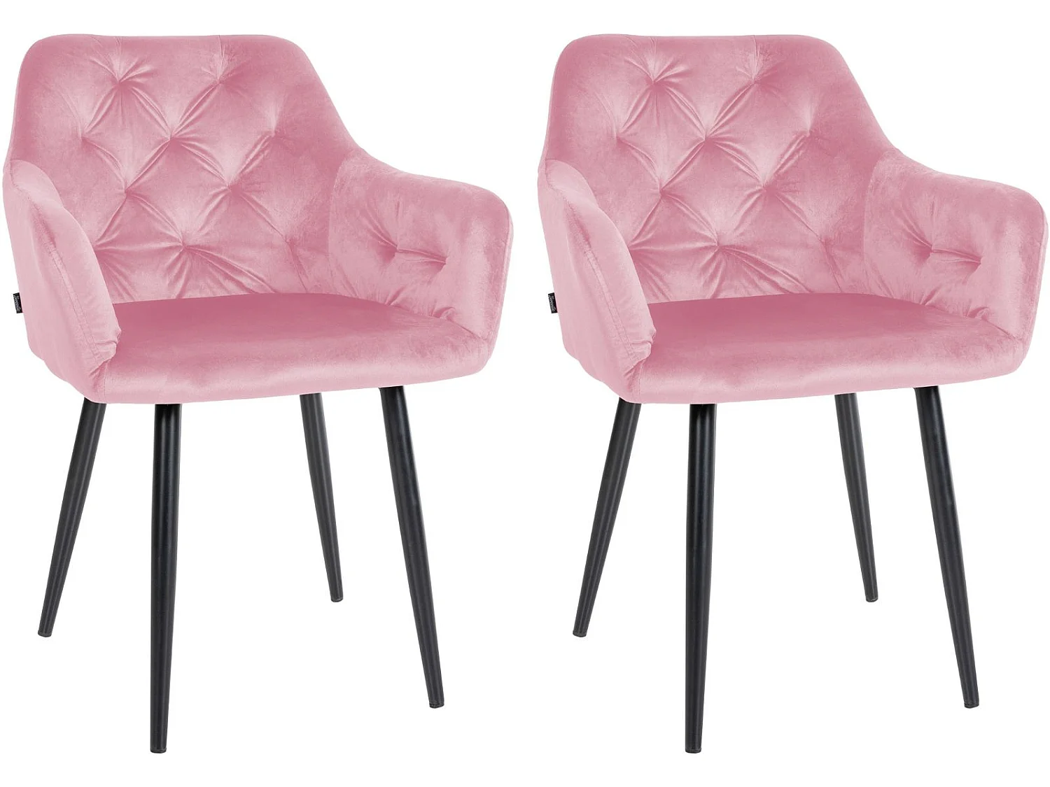 Lot de 2  Chaise gondole - Velours & Métal - Rose - Stanley