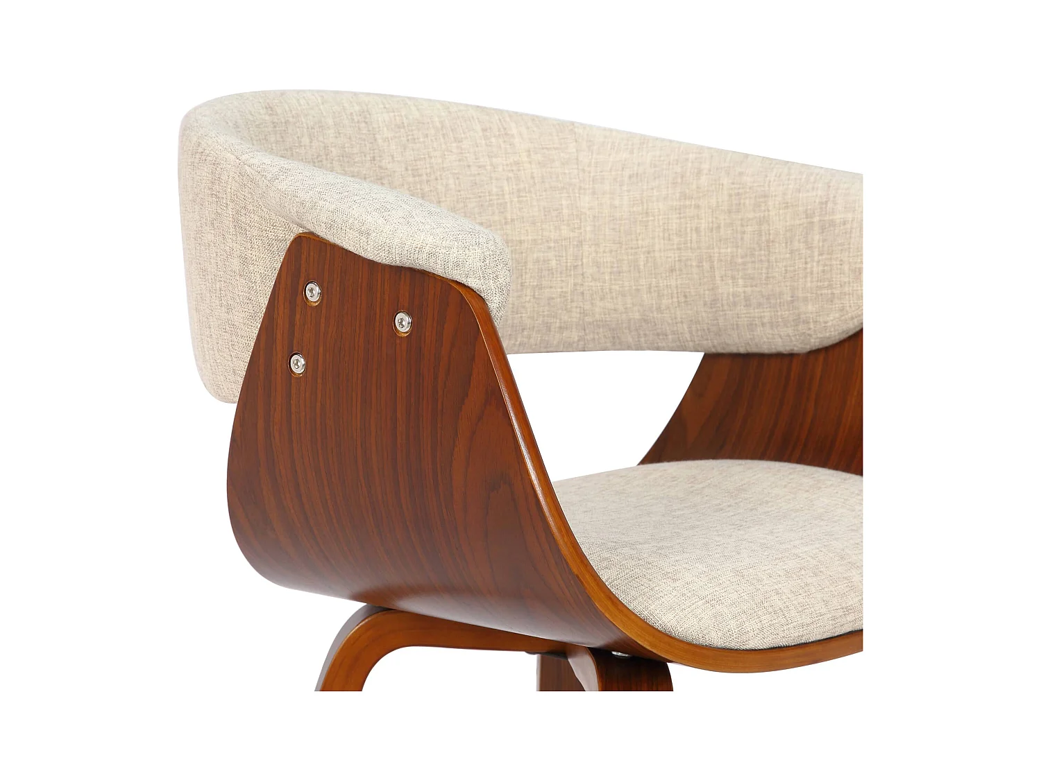 Lot de 2  chaises avec accoudoirs - Tissu - Noyer / Crème - Bruce