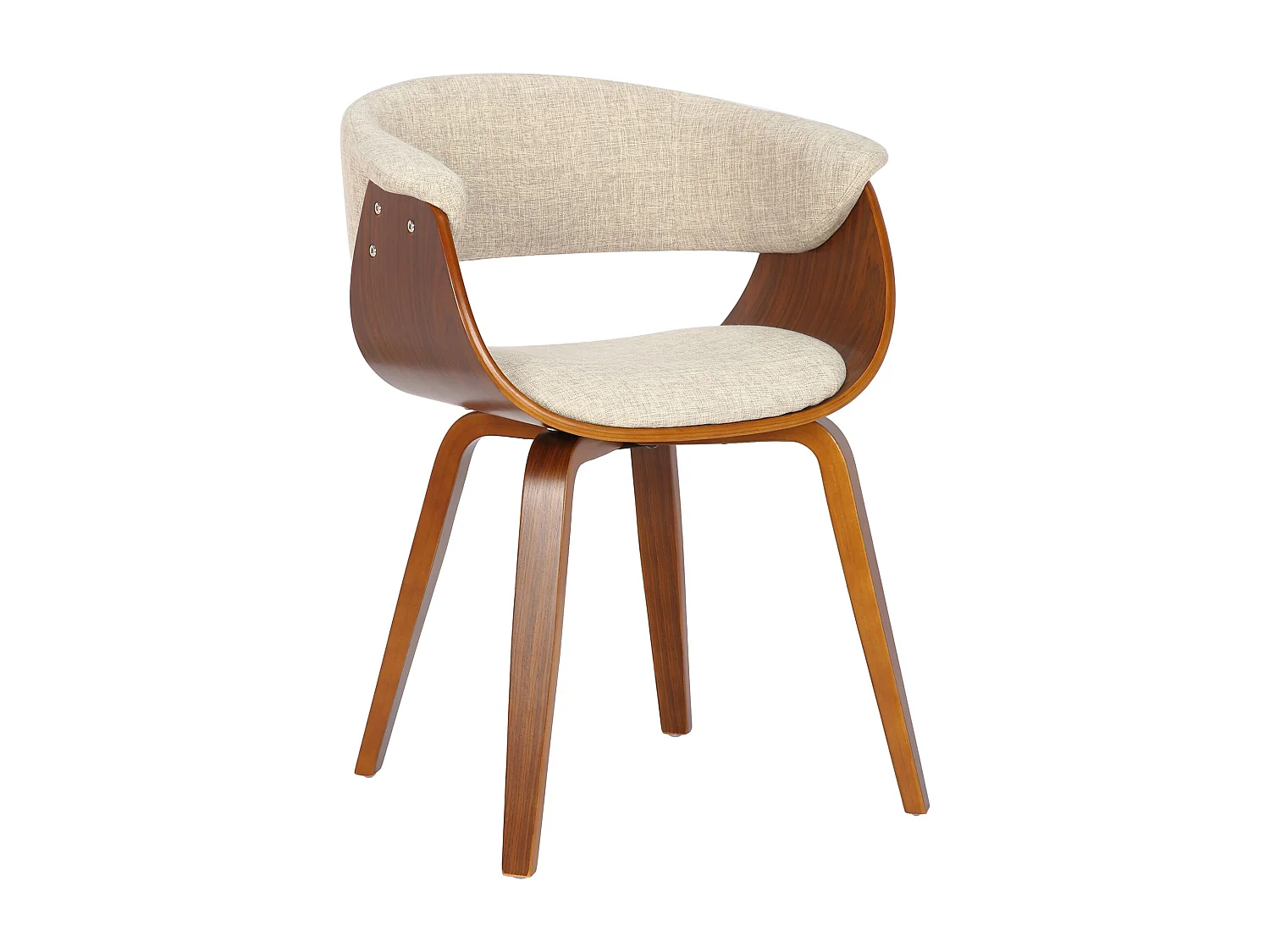 Lot de 2  chaises avec accoudoirs - Tissu - Noyer / Crème - Bruce