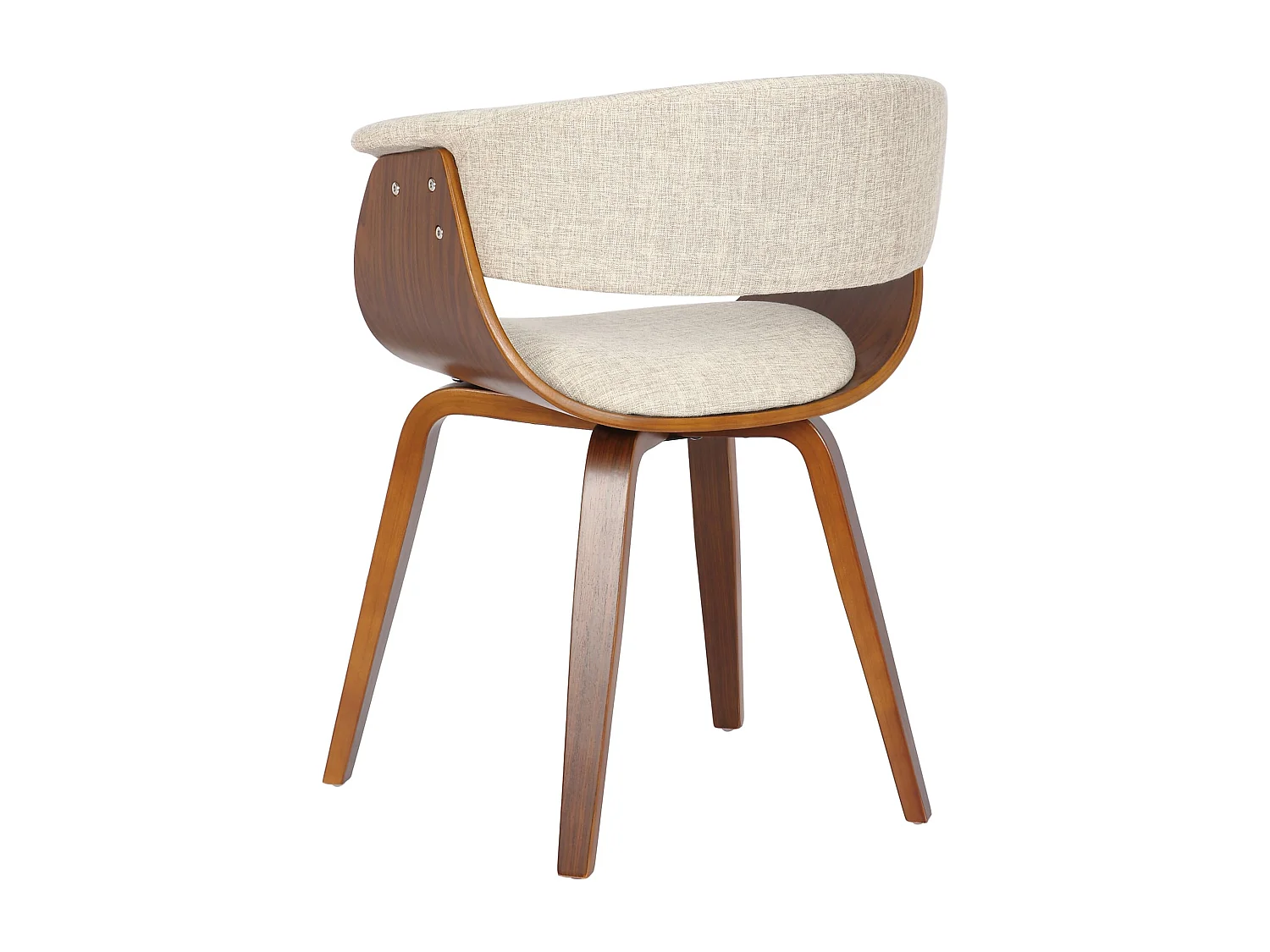 Lot de 2  chaises avec accoudoirs - Tissu - Noyer / Crème - Bruce