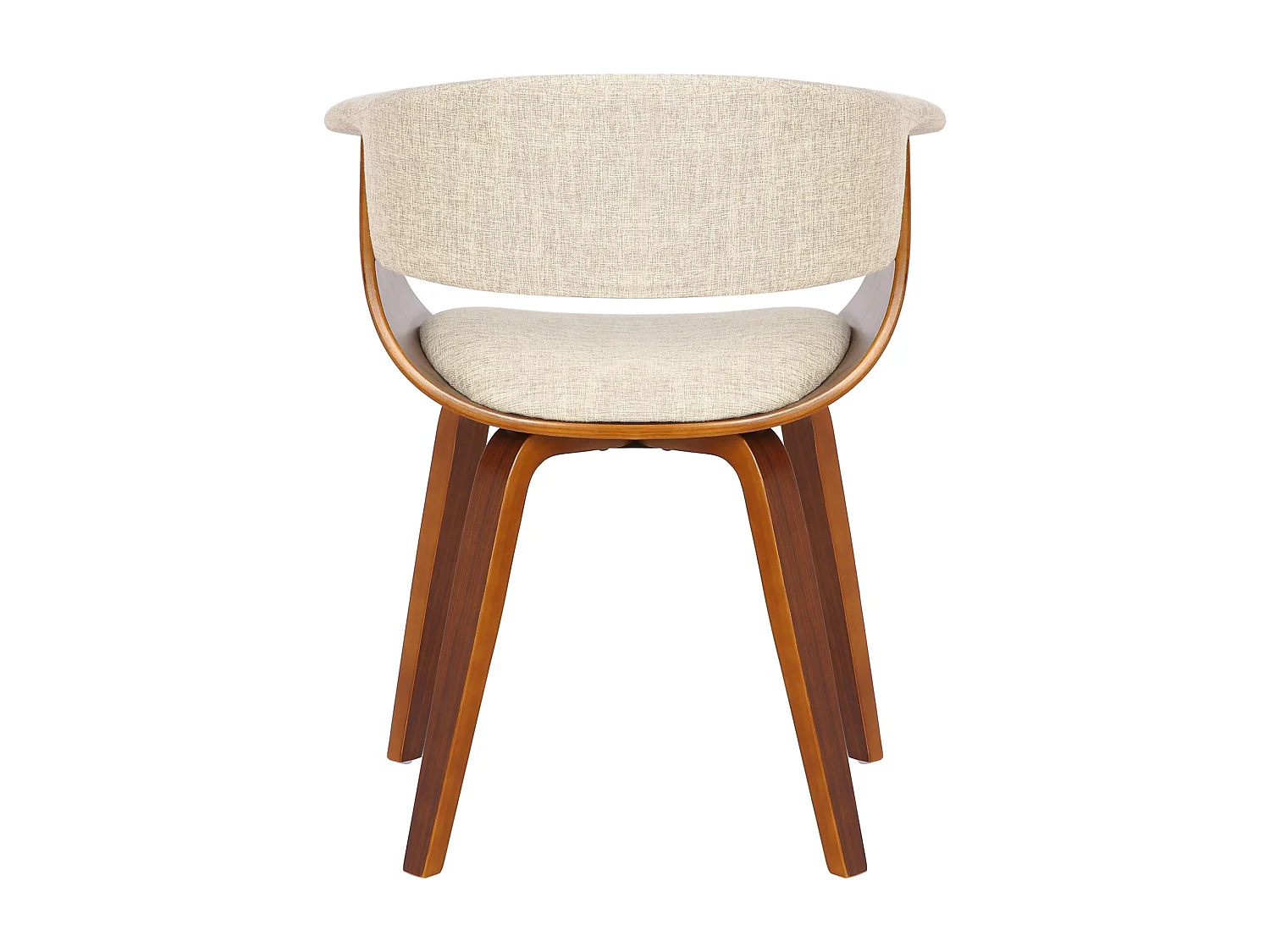 Lot de 2  chaises avec accoudoirs - Tissu - Noyer / Crème - Bruce