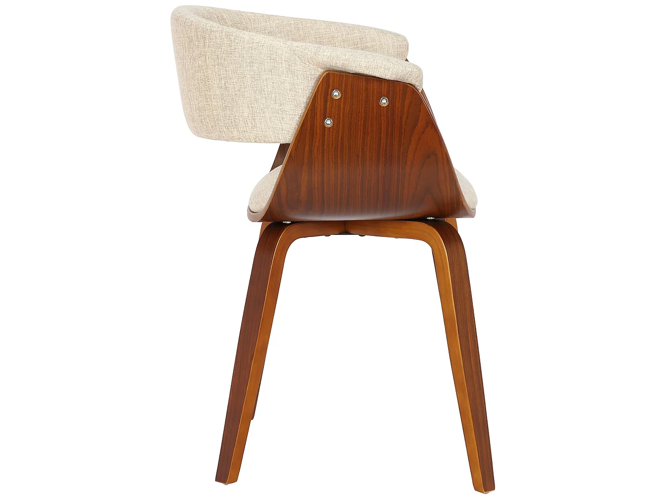 Lot de 2  chaises avec accoudoirs - Tissu - Noyer / Crème - Bruce