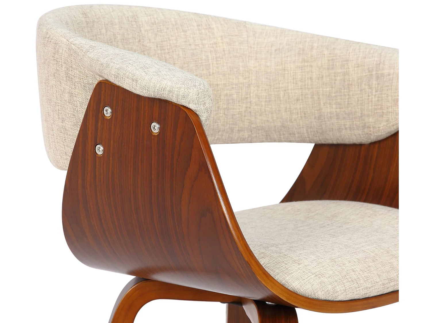 Lot de 2  chaises avec accoudoirs - Tissu - Noyer / Crème - Bruce