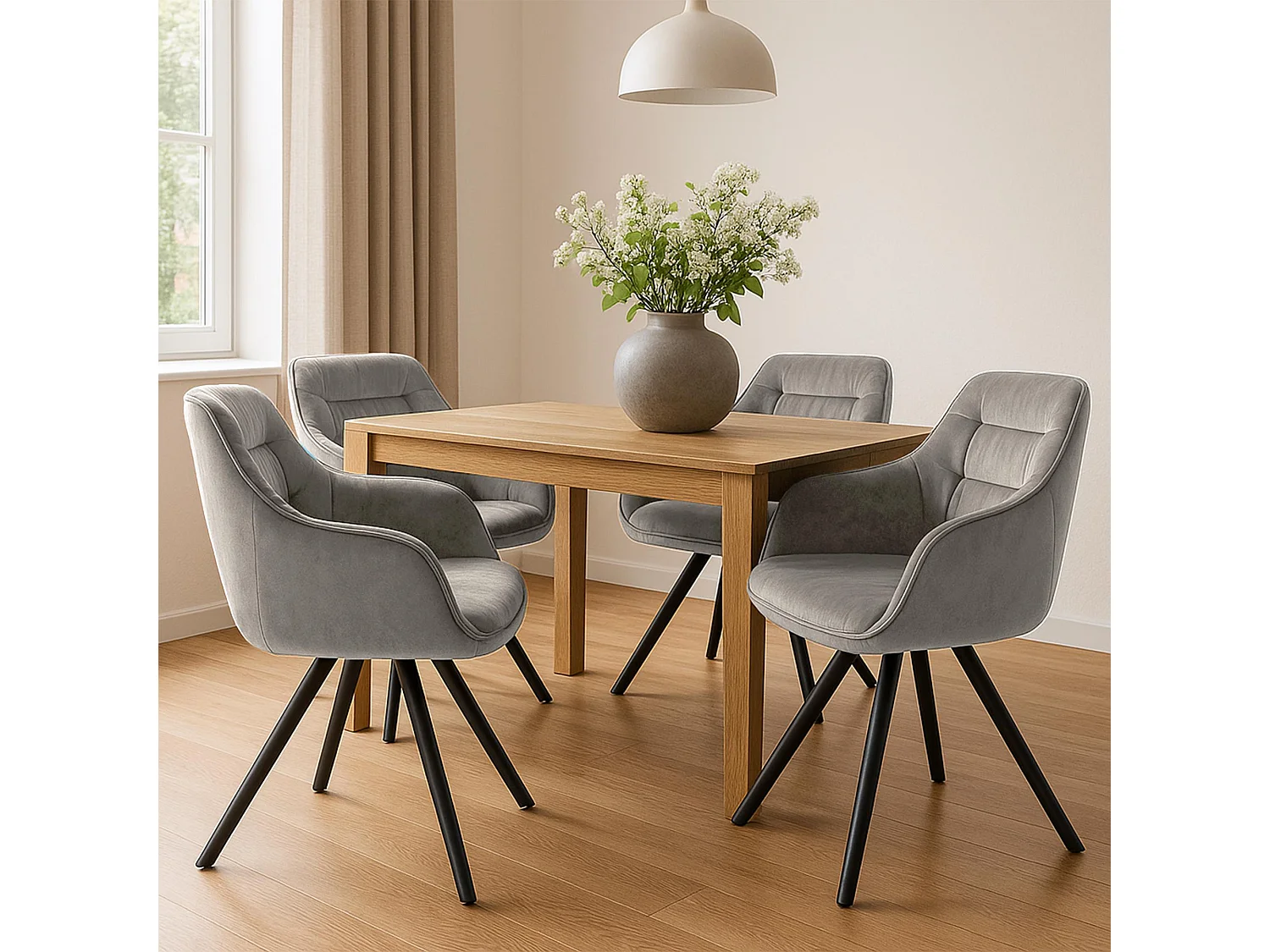 chaises avec accoudoirs - Velours - Gris - Russel