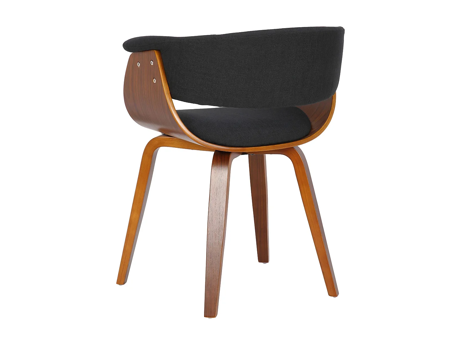 Lot de 2  chaises avec accoudoirs - Tissu - Noyer / Noir - Bruce