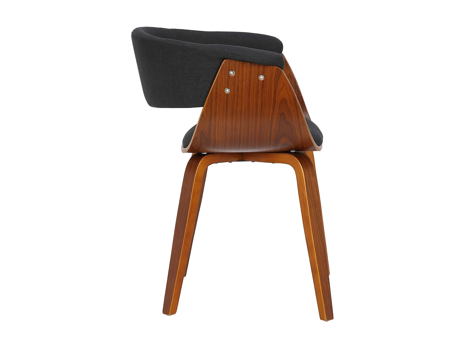 Lot de 2  chaises avec accoudoirs - Tissu - Noyer / Noir - Bruce