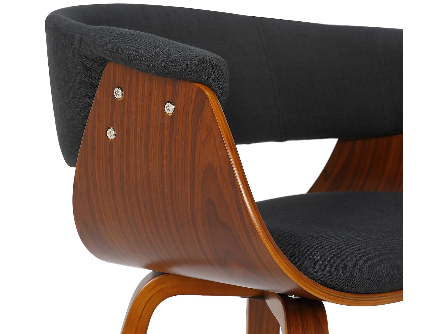 Lot de 2  chaises avec accoudoirs - Tissu - Noyer / Noir - Bruce
