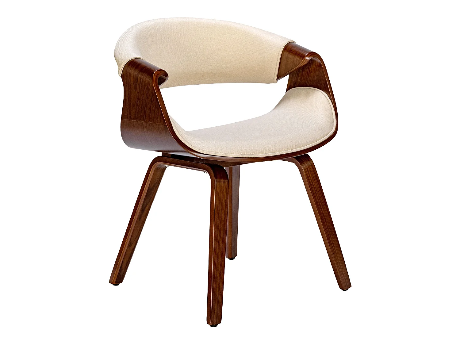 chaise salle à manger - Tissu - Noyer / Crème - Foley