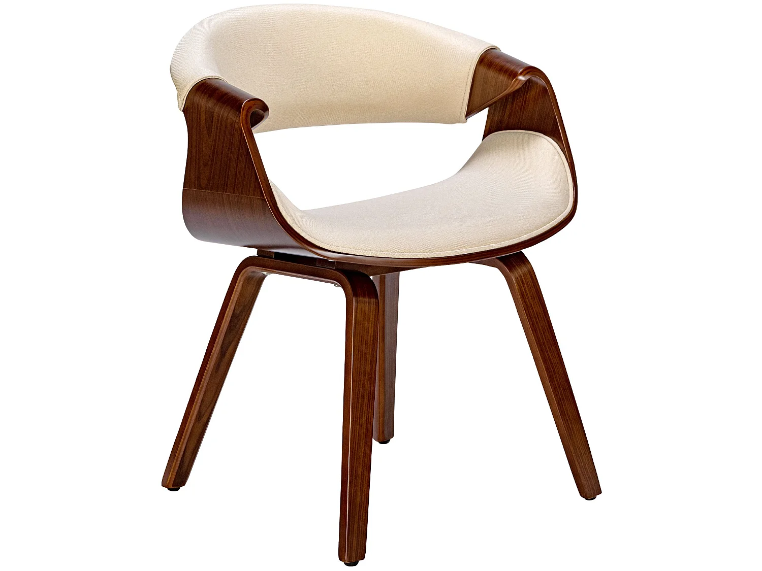 chaise salle à manger - Tissu - Noyer / Crème - Foley