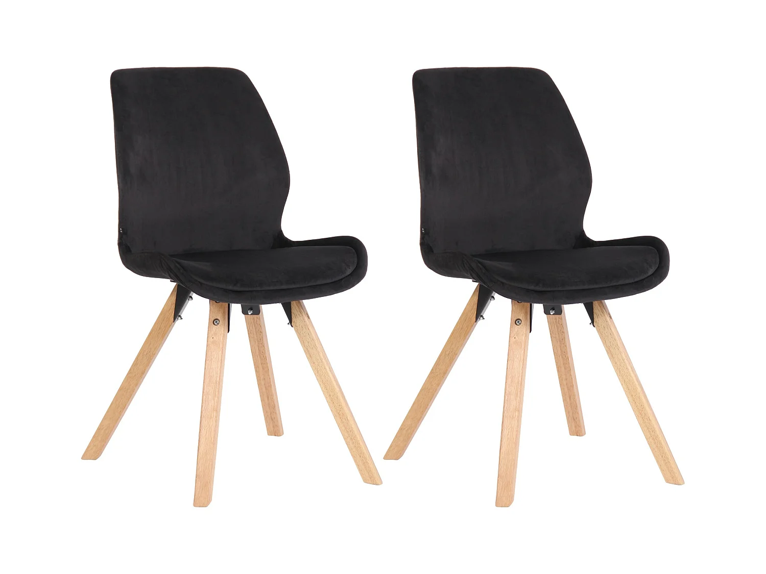 Lot de 2  chaise salle à manger - Velours - Noir - Luna