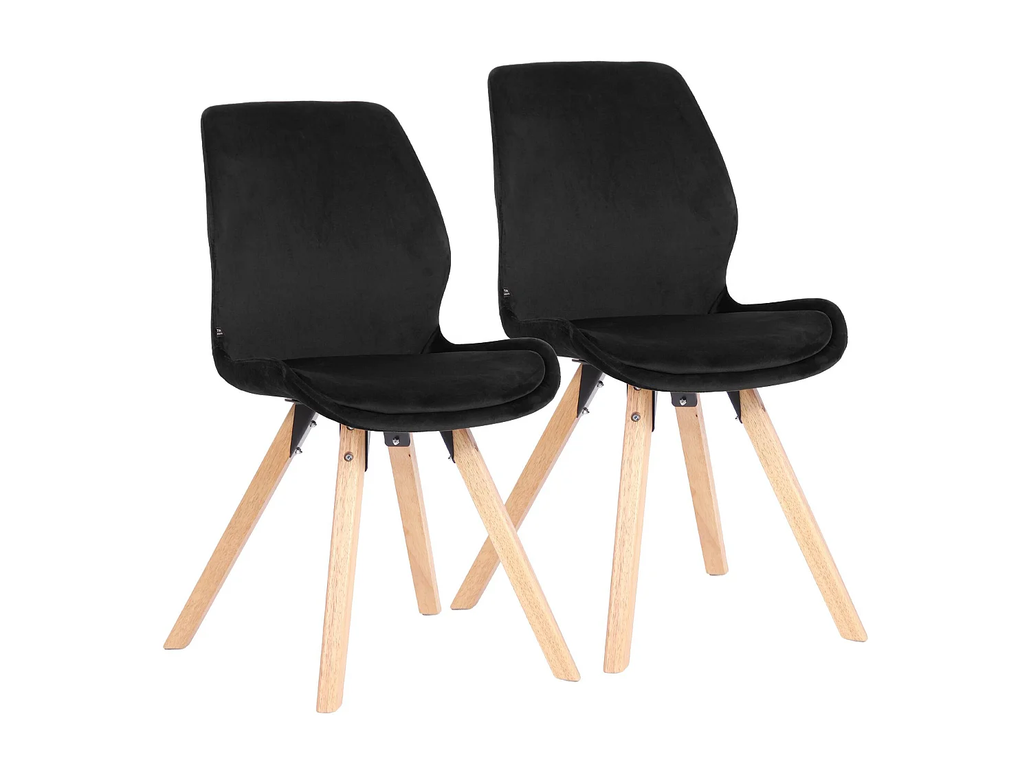 Lot de 2  chaise salle à manger - Velours - Noir - Luna