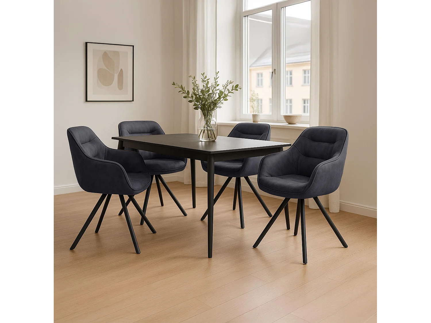 chaises avec accoudoirs - Tissu vintage - Noir - Russel