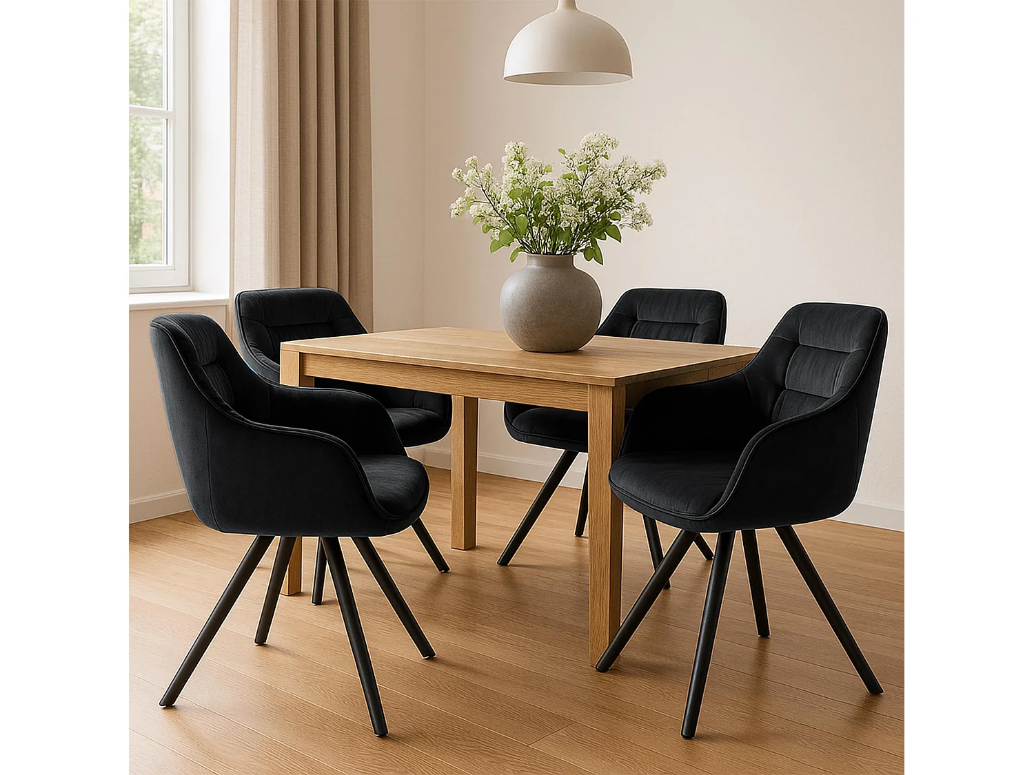 chaises avec accoudoirs - Velours - Noir - Russel