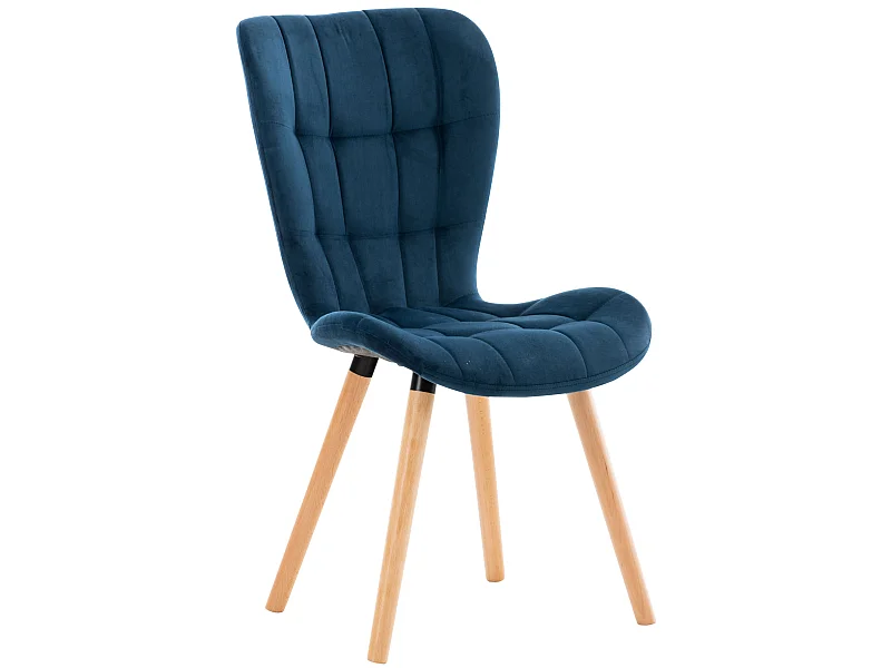 chaise salle à manger - Velours - Bleu - Elda