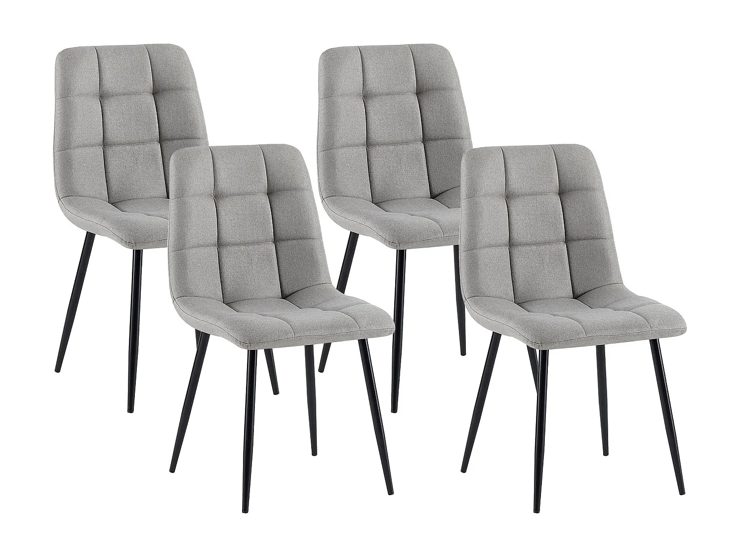 Lot de 4  chaise salle à manger - Tissu - Gris clair - Antibes