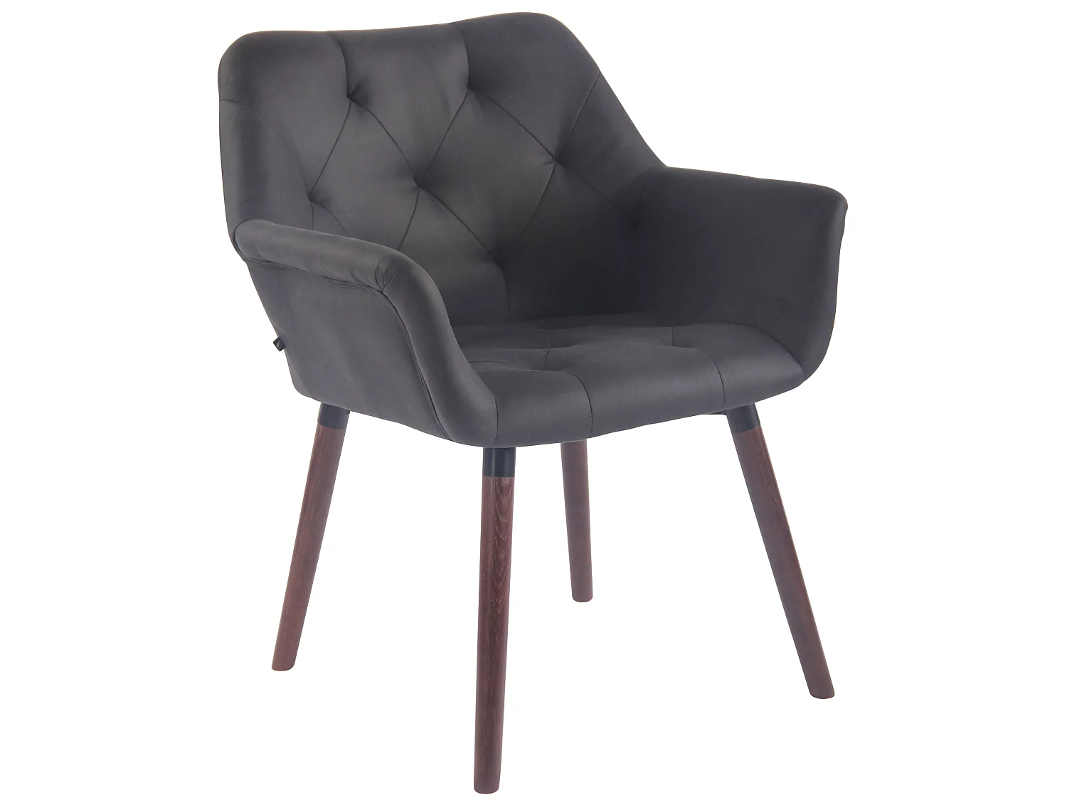 chaises avec accoudoirs - Similicuir vintage & Noyer - Noir - Cassidy