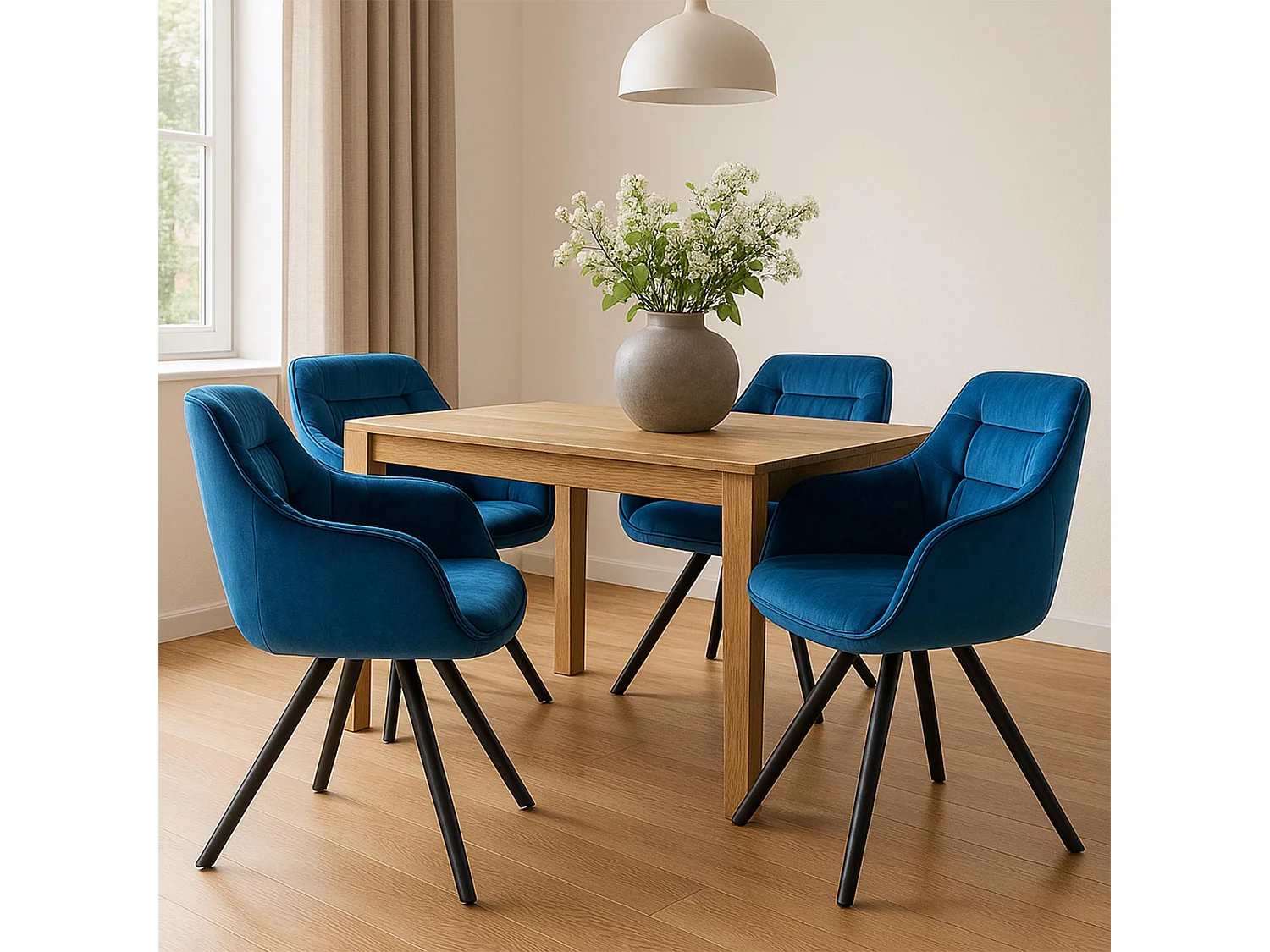 chaises avec accoudoirs - Velours - Bleu - Russel