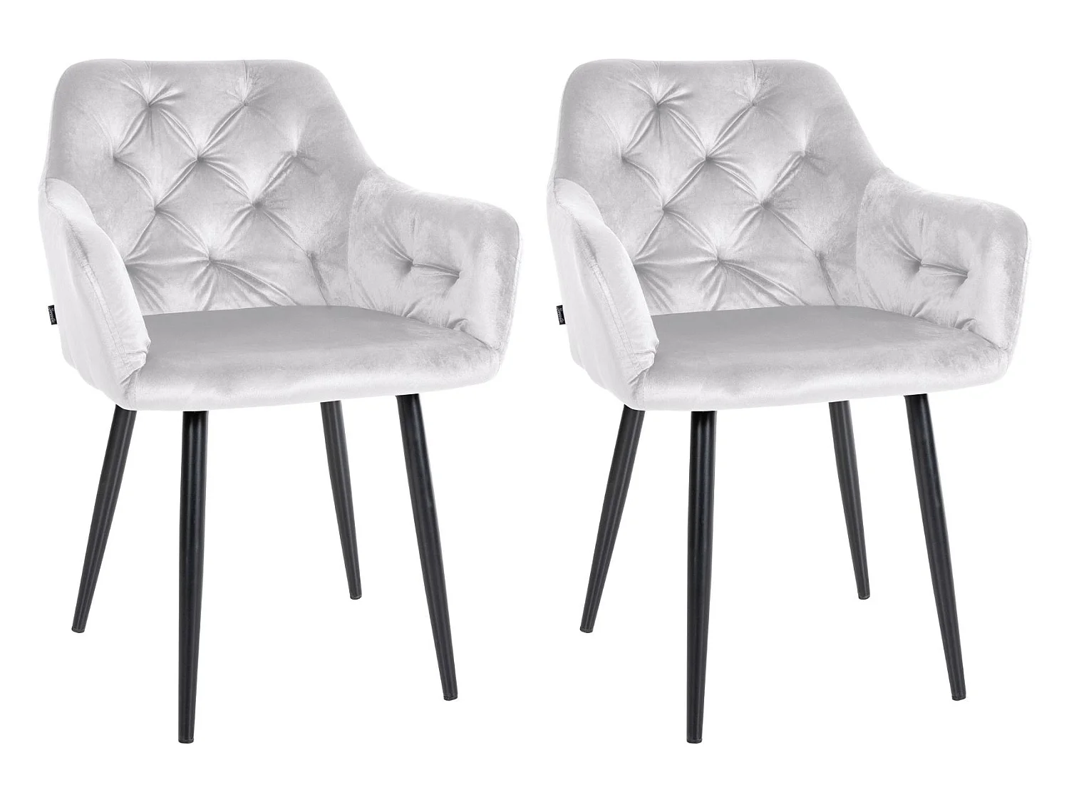 Lot de 2  chaises avec accoudoirs - Velours - Gris - Stanley