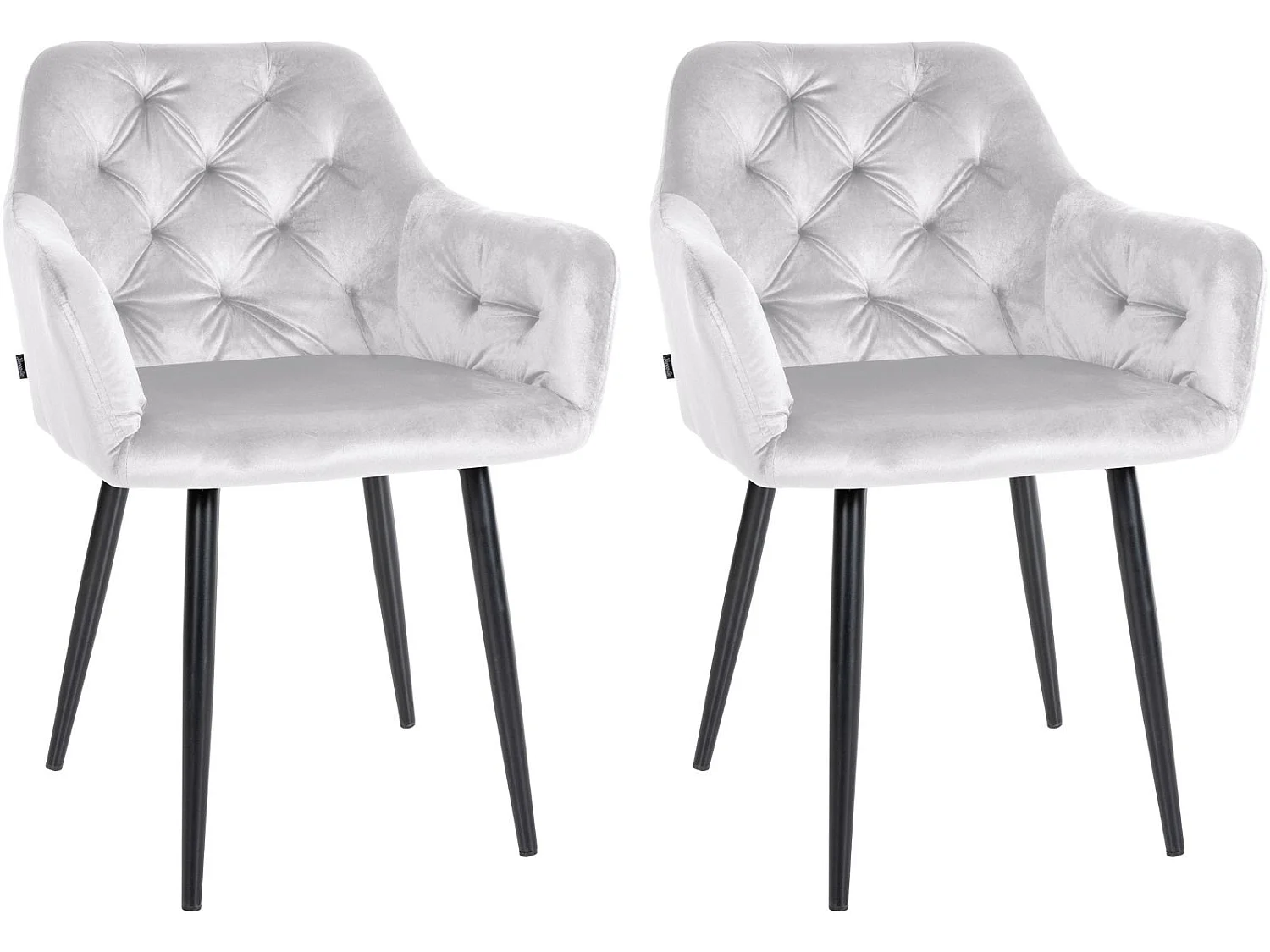 Lot de 2  chaises avec accoudoirs - Velours - Gris - Stanley