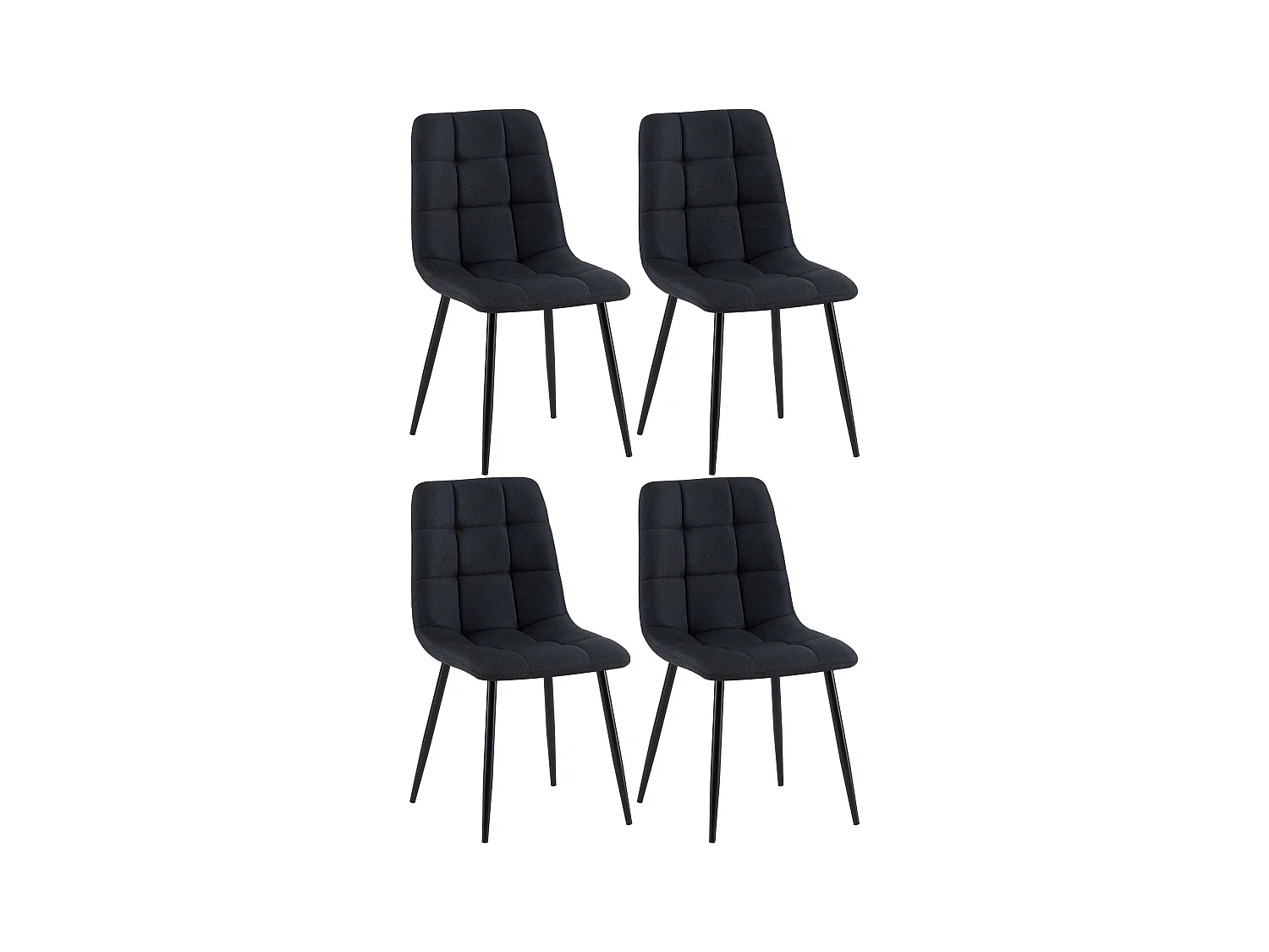 Lot de 4  chaise salle à manger - Tissu - Noir - Antibes