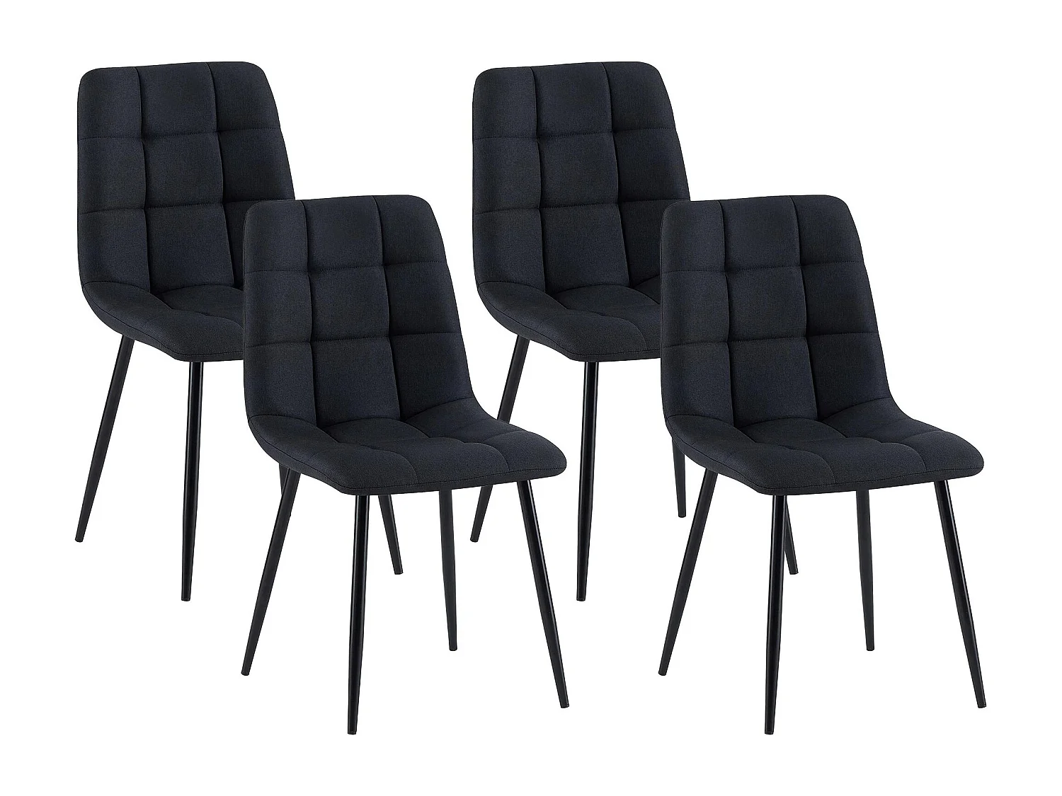 Lot de 4  chaise salle à manger - Tissu - Noir - Antibes