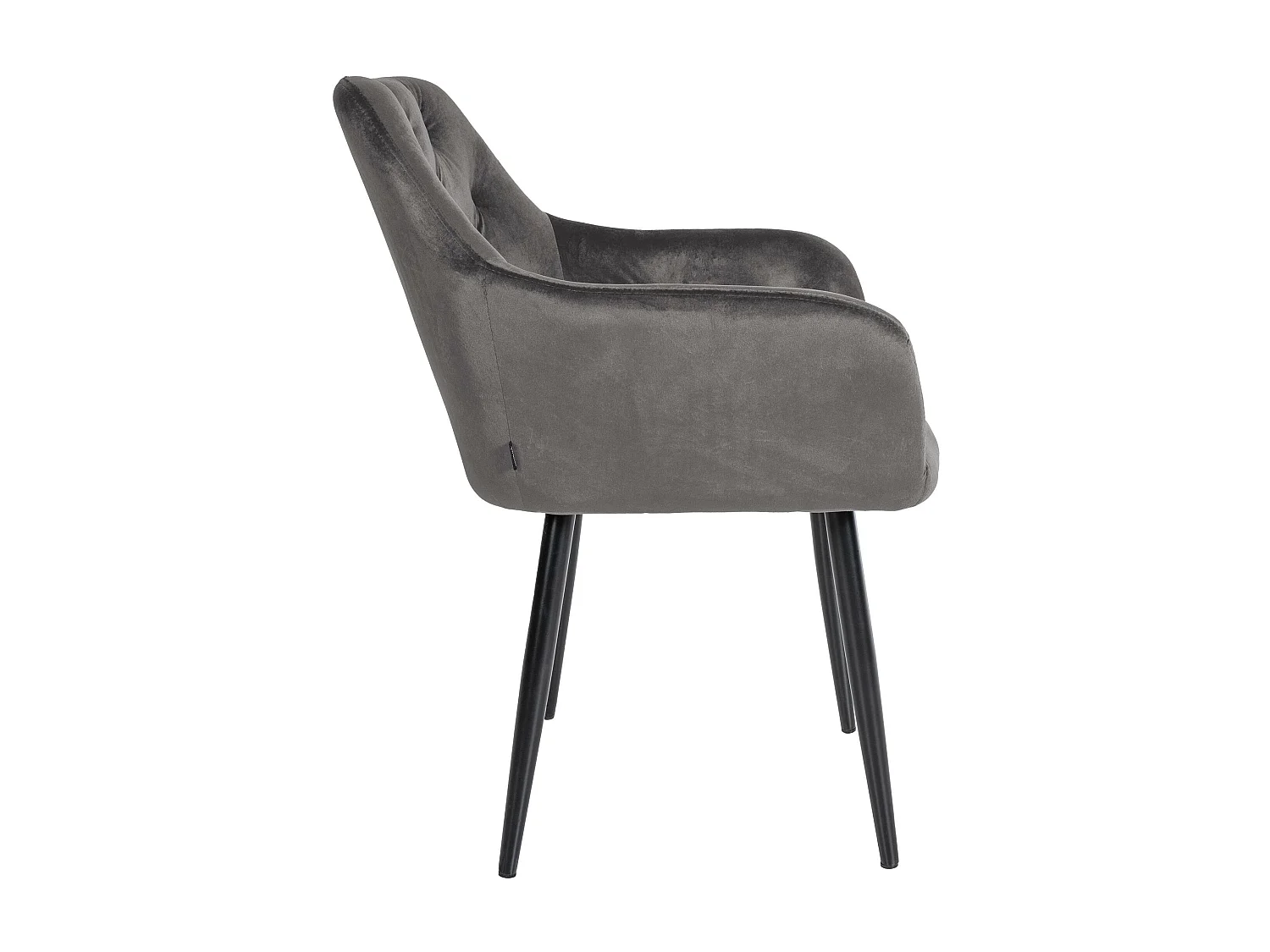 Lot de 2  chaises avec accoudoirs - Velours - Gris foncé - Stanley