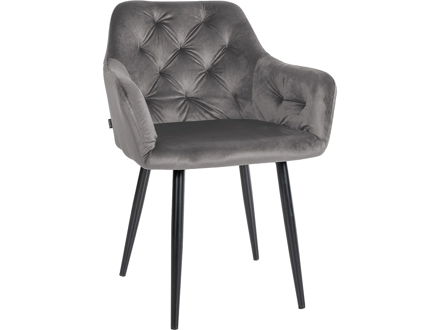 Lot de 2  chaises avec accoudoirs - Velours - Gris foncé - Stanley