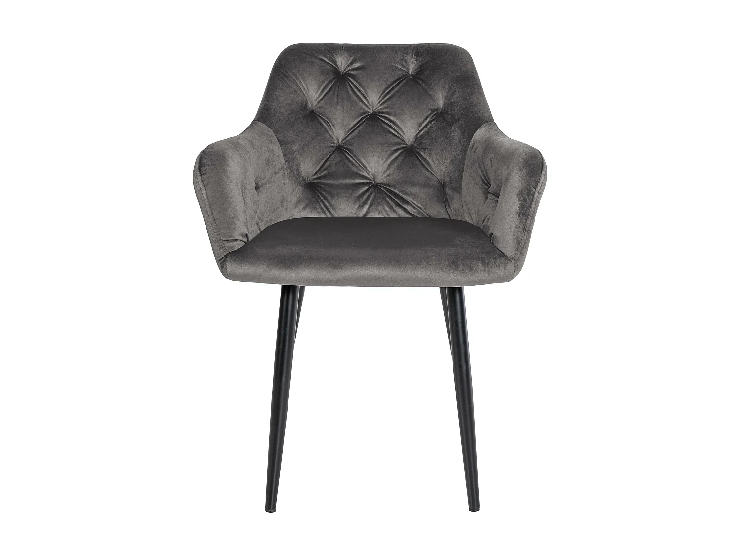 Lot de 2  chaises avec accoudoirs - Velours - Gris foncé - Stanley