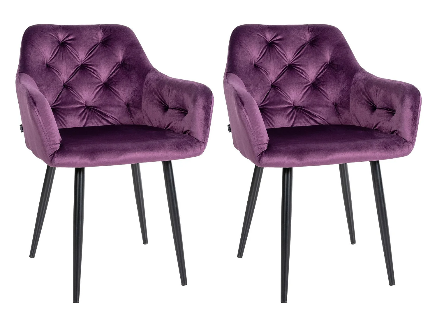 Lot de 2  Chaise gondole - Velours & Métal - Violet - Stanley