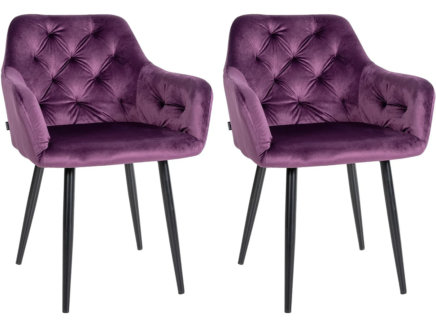 Lot de 2  Chaise gondole - Velours & Métal - Violet - Stanley