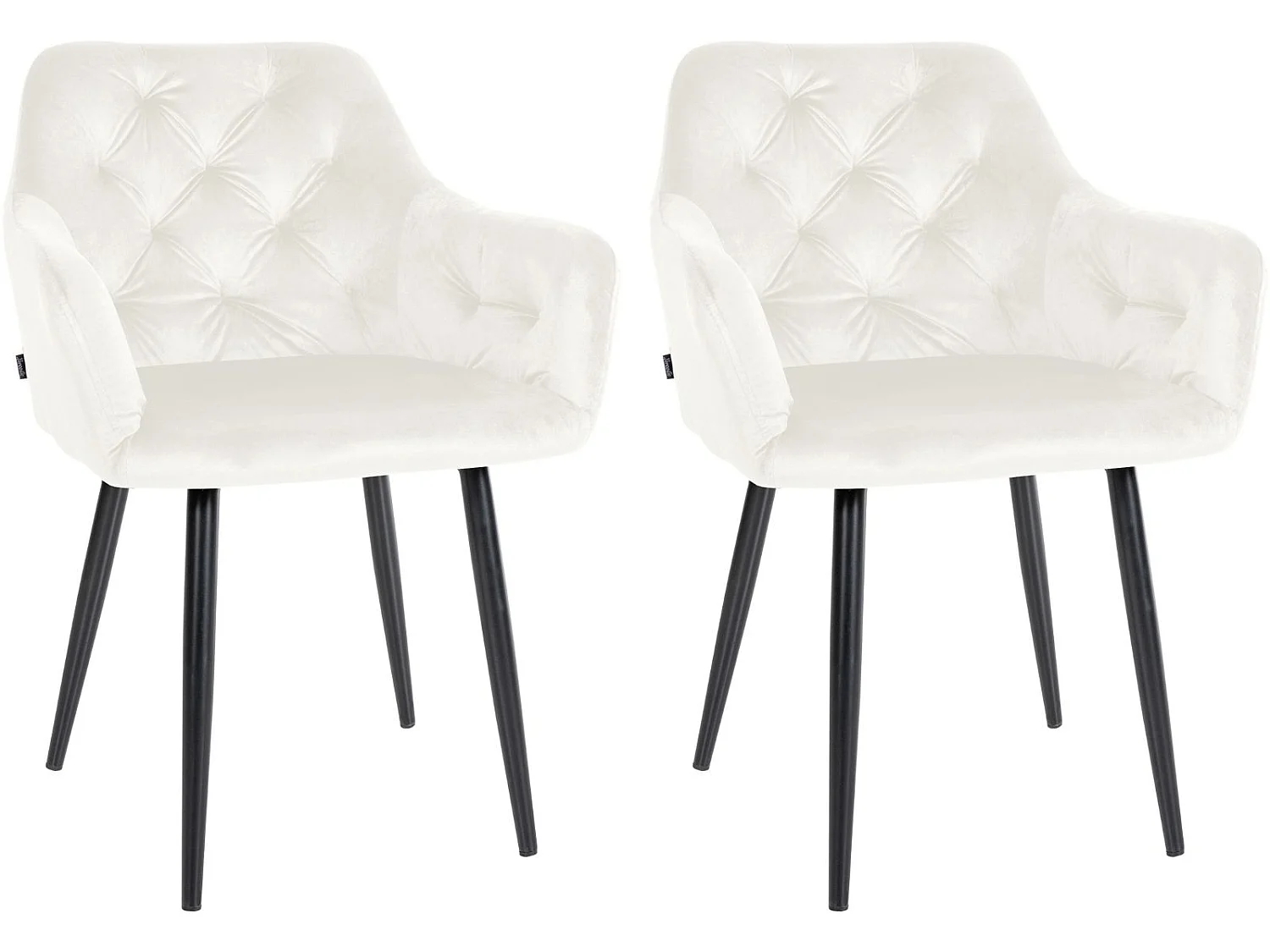 Lot de 2  chaises avec accoudoirs - Velours - Crème - Stanley