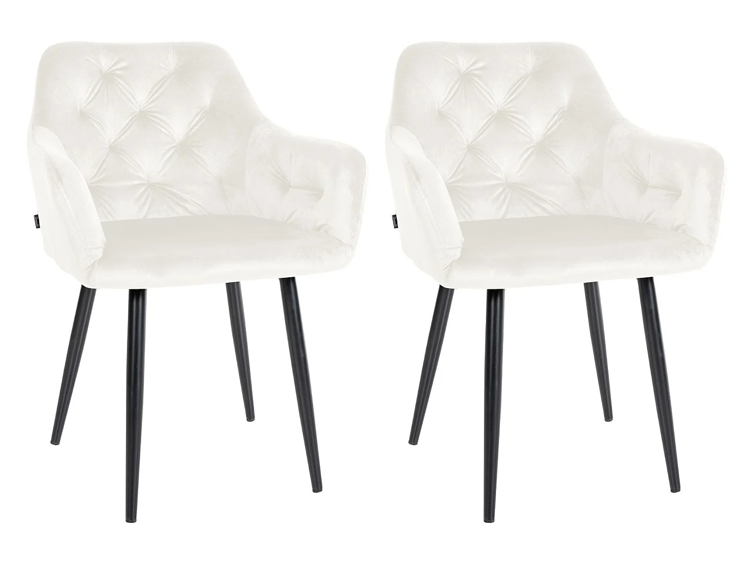 Lot de 2  chaises avec accoudoirs - Velours - Crème - Stanley
