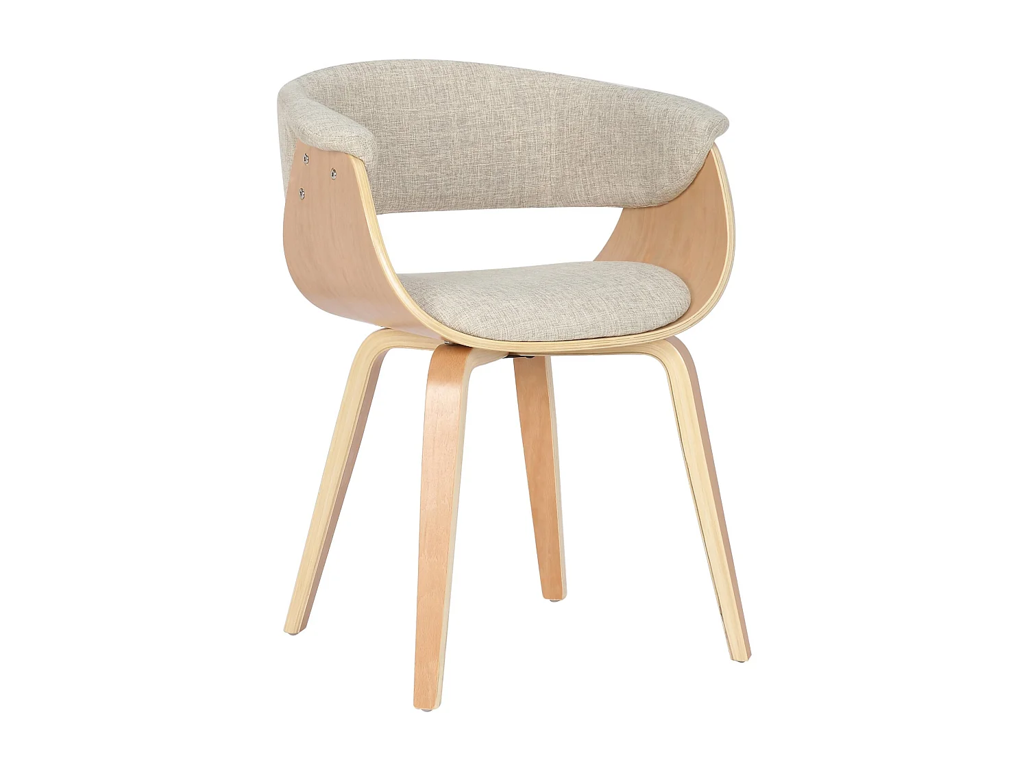 Lot de 2  chaises avec accoudoirs - Tissu - Nature / Crème - Bruce