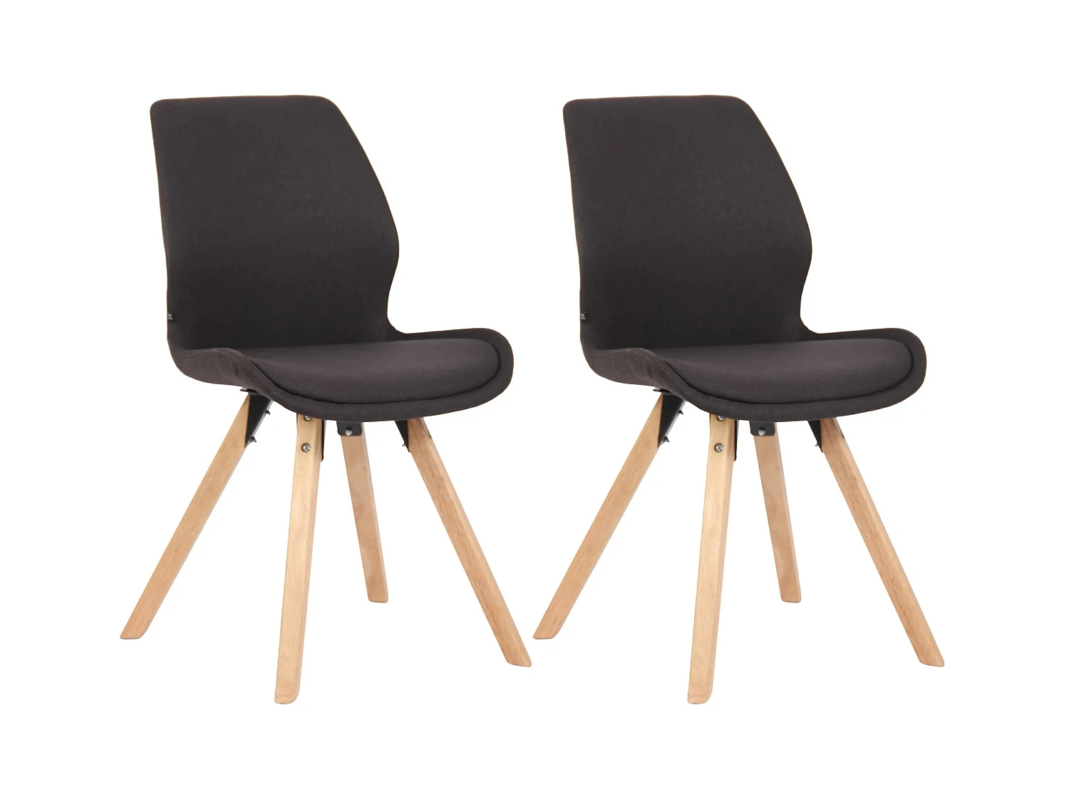 Lot de 2  chaise salle à manger - Tissu - Noir - Luna