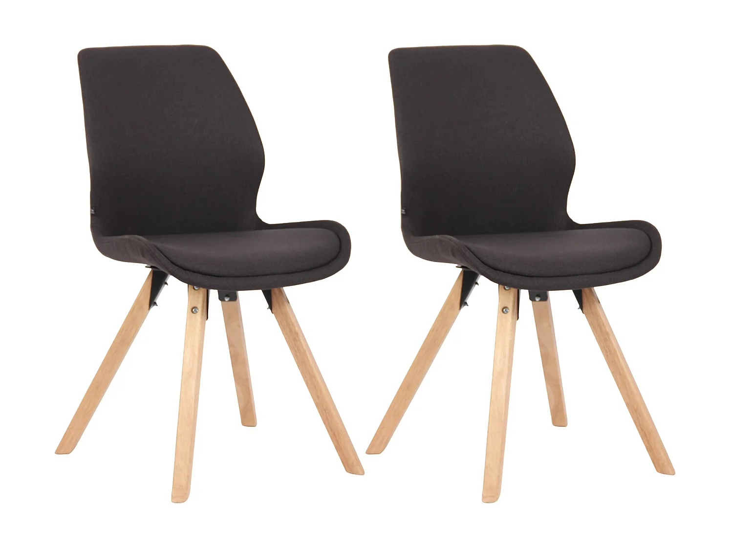 Lot de 2  chaise salle à manger - Tissu - Noir - Luna