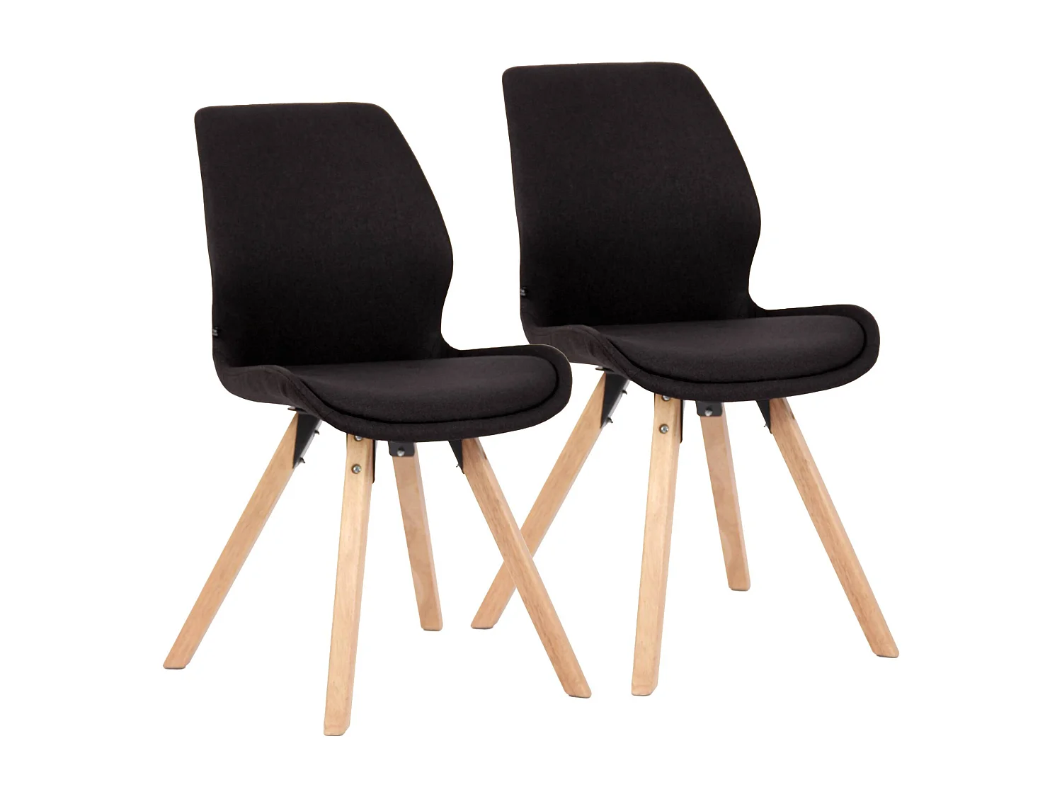 Lot de 2  chaise salle à manger - Tissu - Noir - Luna