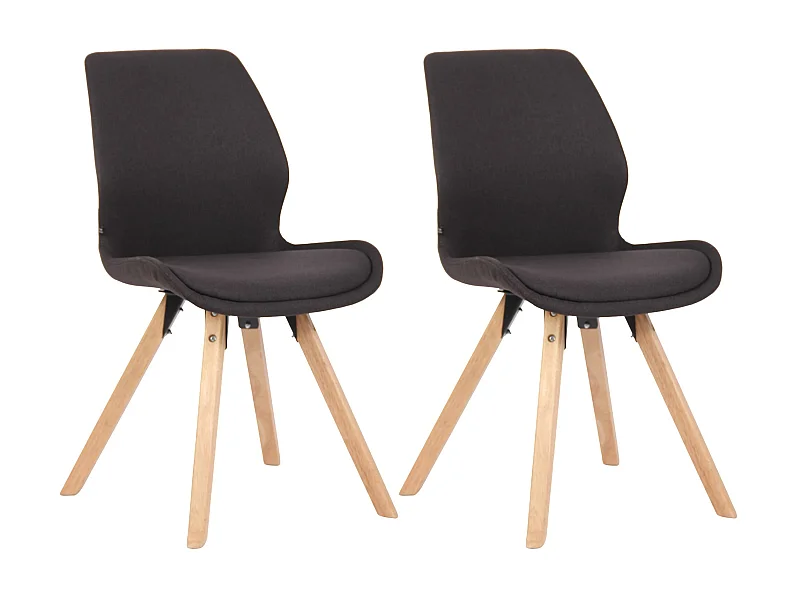 Lot de 2  chaise salle à manger - Tissu - Noir - Luna