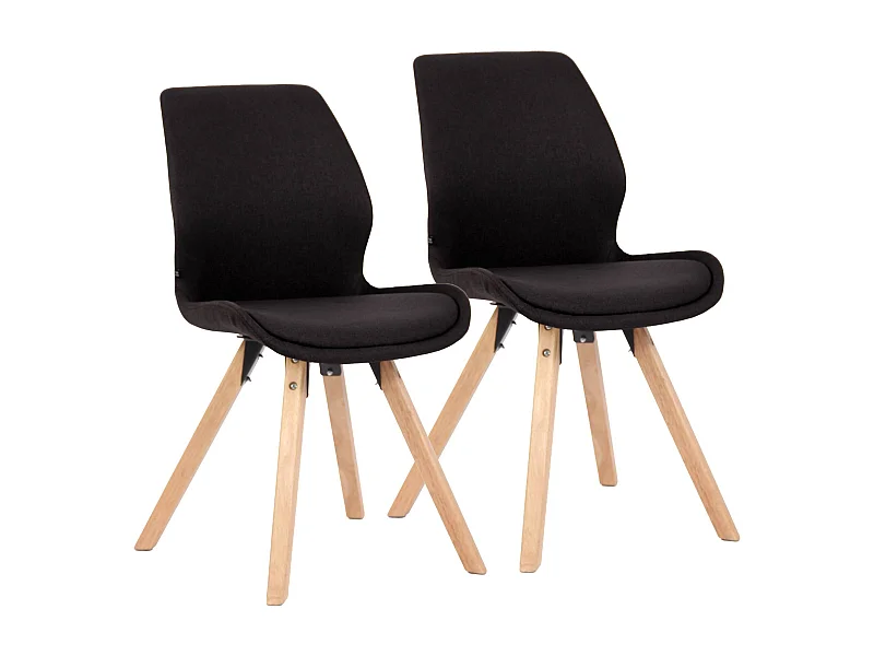 Lot de 2  chaise salle à manger - Tissu - Noir - Luna