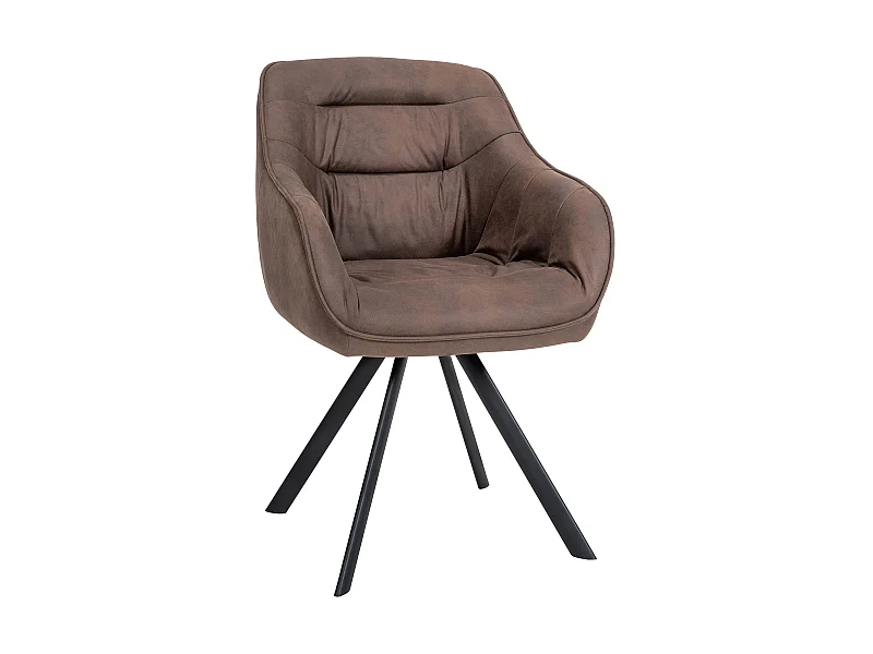 Stuhl mit Armlehnen - Vintage Stoff - braun - Russel