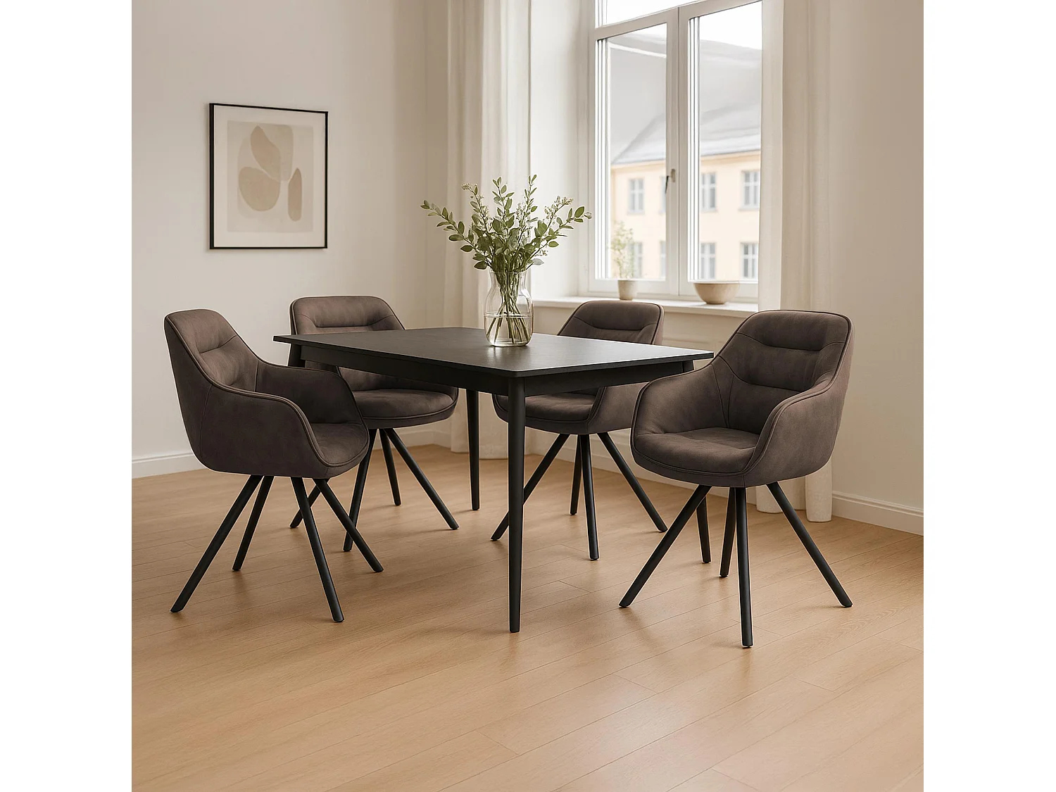 chaises avec accoudoirs - Tissu vintage - Marron - Russel