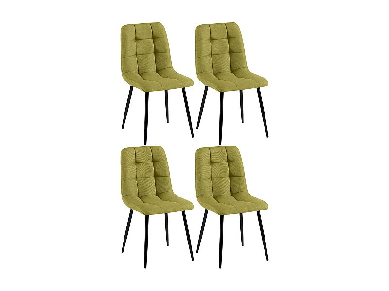 Lot de 4  chaise salle à manger - Tissu - Vert - Antibes