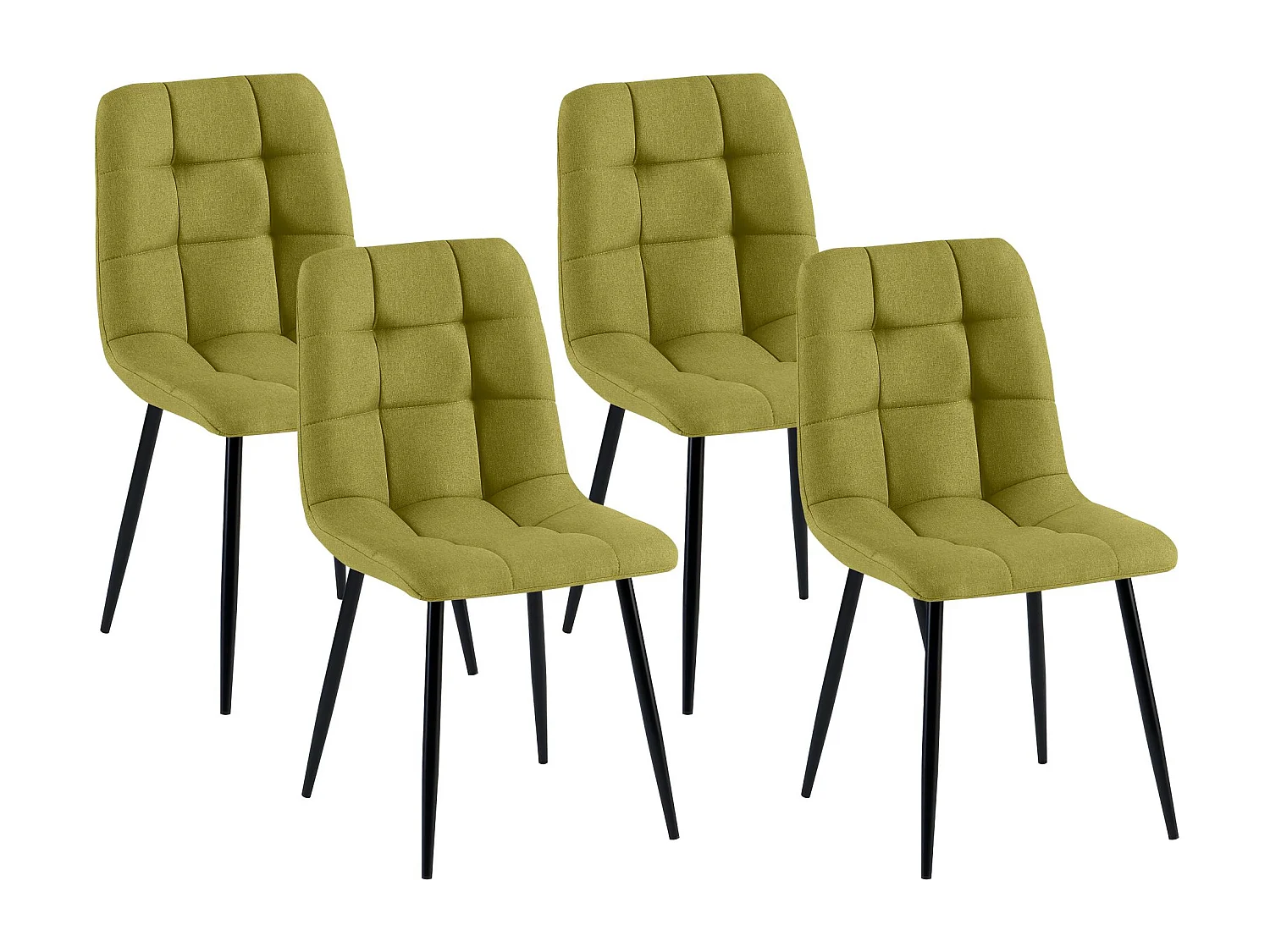 Lot de 4  chaise salle à manger - Tissu - Vert - Antibes